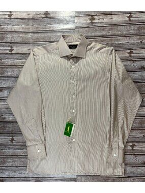 Jay Kos striped button up Shirt sz 41 16 US M NWT brown $ 320 Made in England